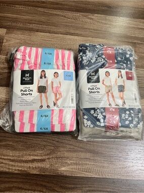 Member's Mark Pull On Shorts - Pink Stripe, Floral Bundle Lot size 6/6x & 7/8